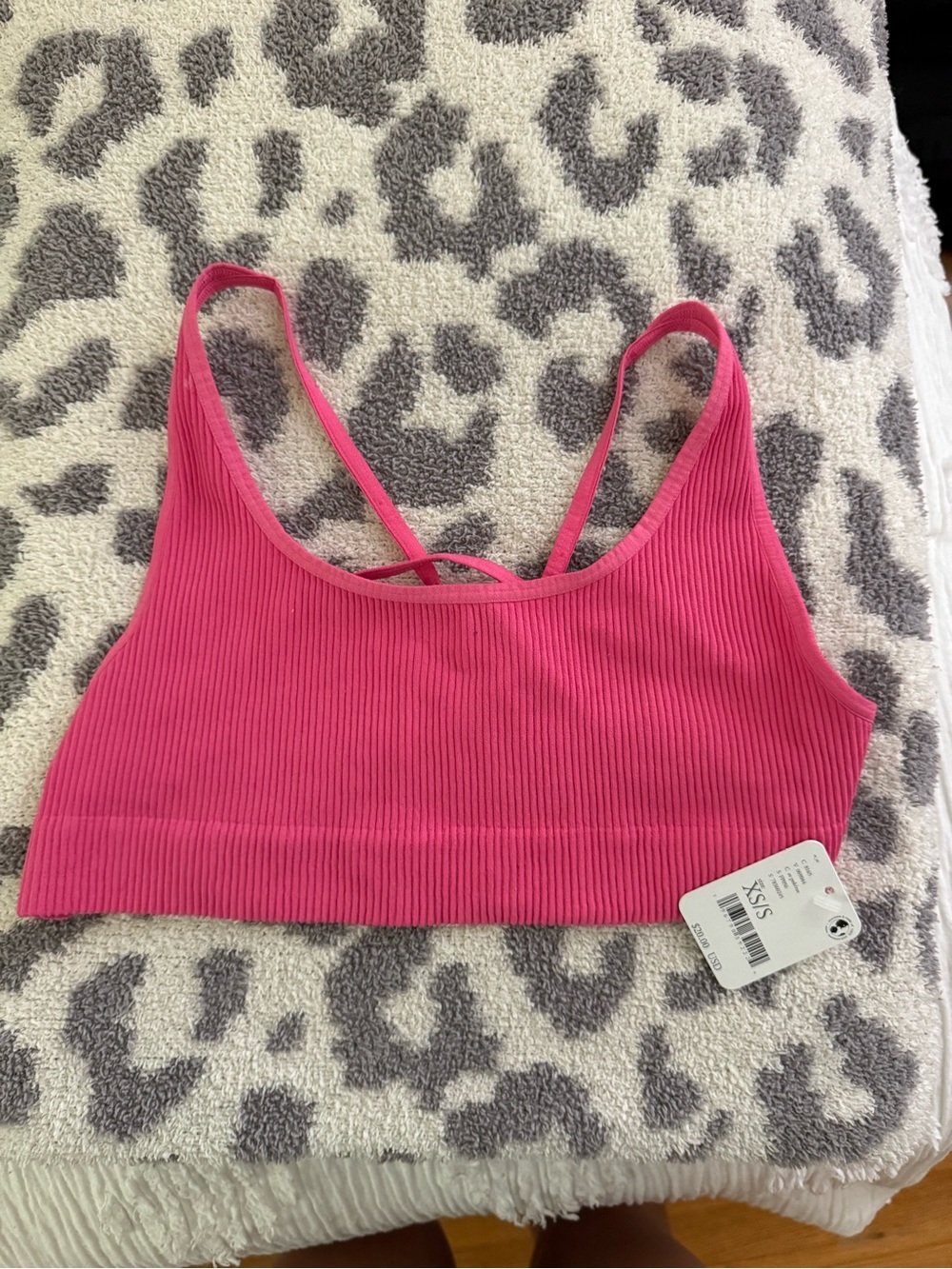 Free People Ribbed Hot Pink Sports Bralette